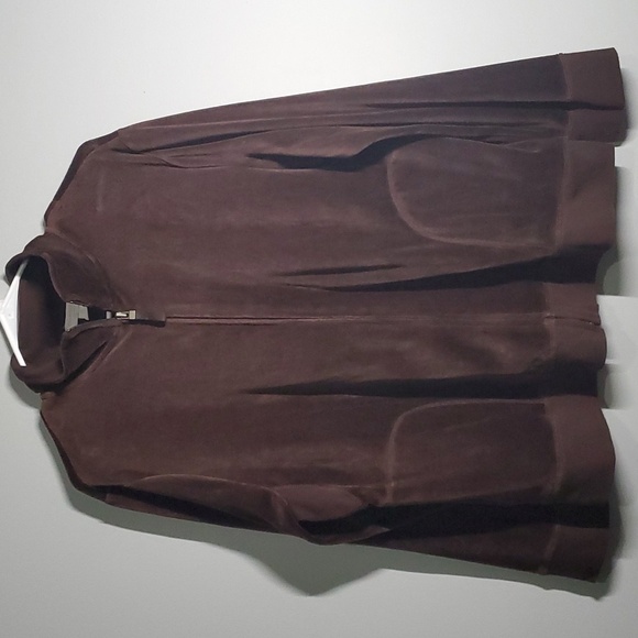 Charter Club sweatjacket women's size 1X deep brown sweat jacket velour … - Picture 1 of 15